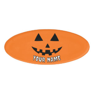Personalised Orange Pumpkin Halloween Your Name Tag