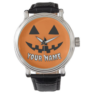 Personalised Orange Pumpkin Halloween Your Name Watch