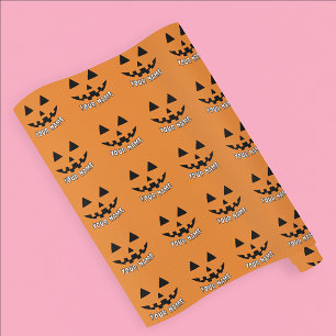 Personalised Orange Pumpkin Halloween Your Name Wrapping Paper