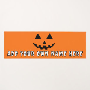 Personalised Orange Pumpkin Halloween Your Name Yoga Mat