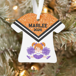 Personalised Orange & Purple Cheer Ornament