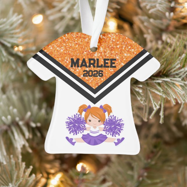 Personalised Orange & Purple Cheer Ornament  (Tree)