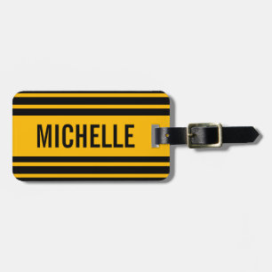 Personalised Orange Quad Stripe Luggage Tag