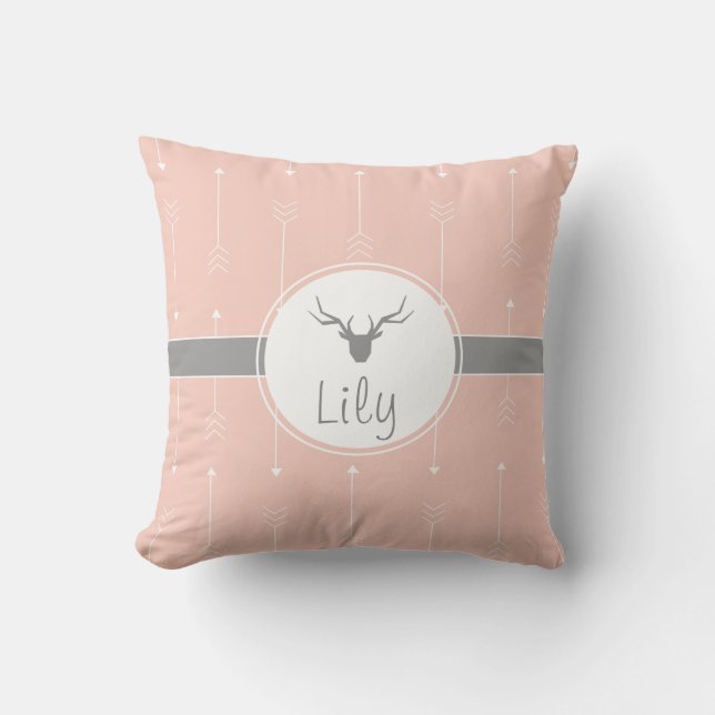 Personalised orange reindeer cushion (Front)