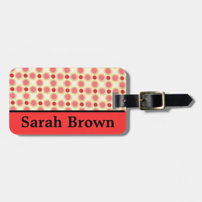 Personalised Orange Retro Luggage Tags (Front Horizontal)