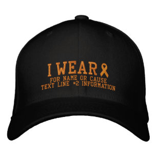 Personalised Orange Ribbon Awareness Embroidery Embroidered Hat
