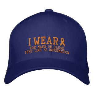 Personalised Orange Ribbon Awareness Embroidery Embroidered Hat
