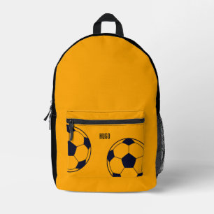 Personalised Orange Soccer Ball Printed Backpack