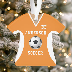 Personalised Orange Soccer Jersey Ornament
