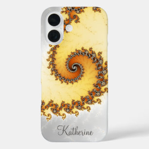 Personalised Orange Spiral Fractal iPhone 16 Case