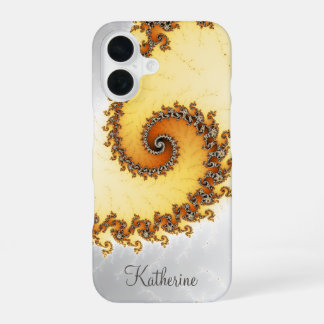 Personalised Orange Spiral Fractal iPhone 16 Case