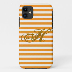 Personalised Orange Striped iPhone 11 Case