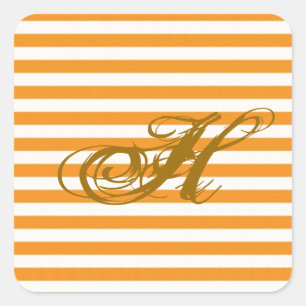 Personalised Orange Striped Square Sticker
