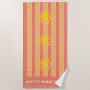 Personalised Orange Striped Sunshine Beach Towel