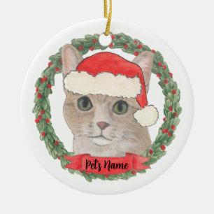 Personalised Orange Tabby Cat Ceramic Tree Decoration