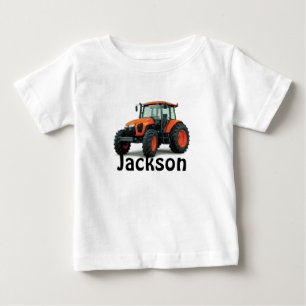 Personalised Orange Tractor Baby T-Shirt
