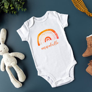 Personalised Orange Watercolor Rainbow Named Baby Bodysuit