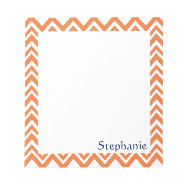 Personalised Orange Zigzag Pattern Notepad (Front)