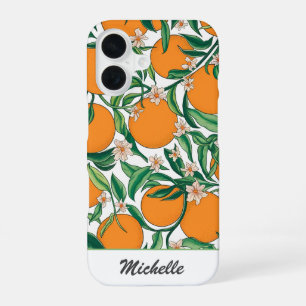 Personalised Oranges Citrus Fruit Floral Pattern iPhone 16 Case
