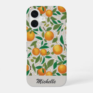 Personalised Oranges Citrus Fruit Floral Pattern iPhone 16 Case