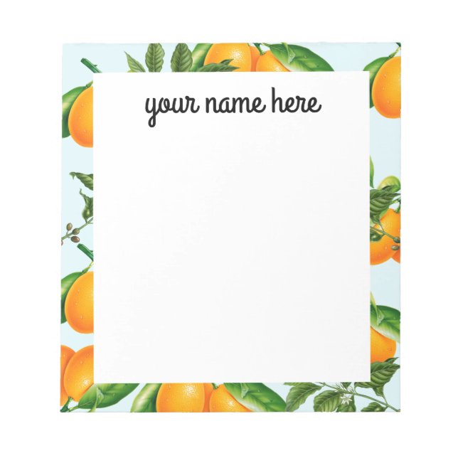 Personalised Oranges Notepad (Front)
