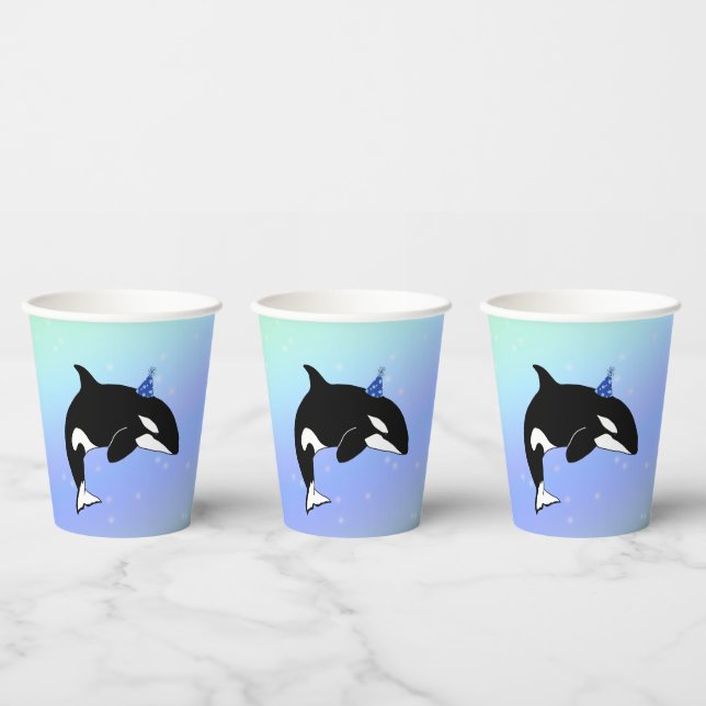 Personalised Orca Killer Whale Birthday Paper Cups (Multi)