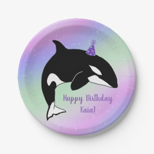 Personalised Orca Killer Whale Birthday Paper Plate