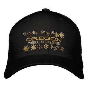 Personalised Oregon Winter Snowflakes Embroidered Hat