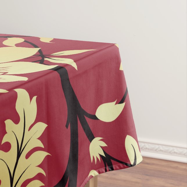 Personalised Oriental Golden Flowers on Red Tablecloth (In Situ)