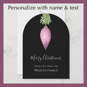 Personalised Original Watercolor Christmas Bauble Holiday Card