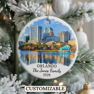 Personalised Orlando Ornament, Custom Florida Ceramic Tree Decoration