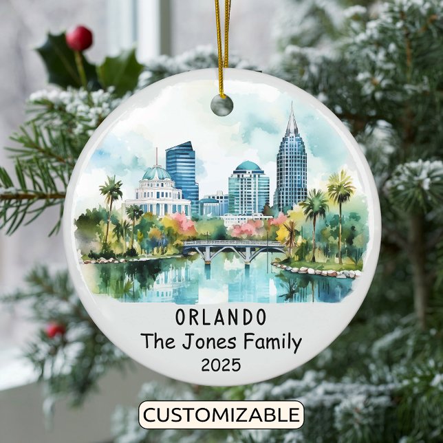 Personalised Orlando Ornament, Florida Ceramic Tree Decoration (Creator Uploaded)