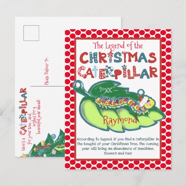 Personalised Ornament Christmas Caterpillar Child Holiday Postcard (Front/Back)