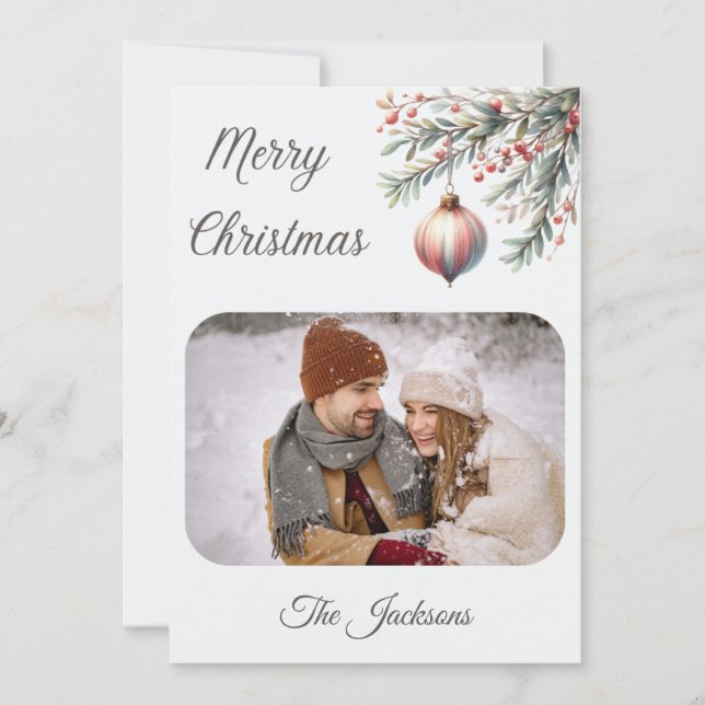 Personalised Ornament Christmas Photo Card (Front)