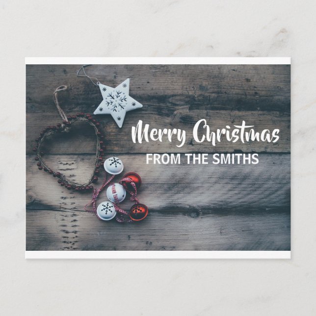 Personalised Ornament Christmas Rustic Holiday Postcard (Front)