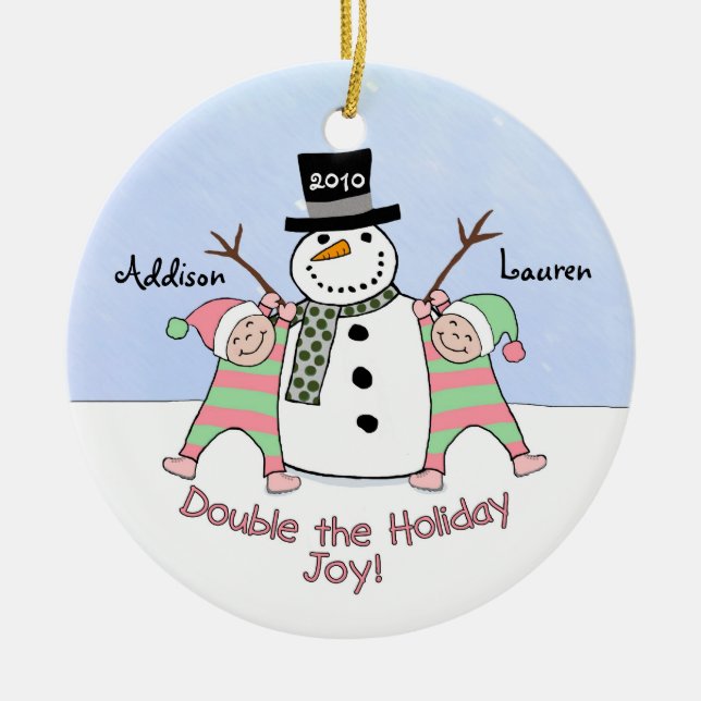 Personalised Ornament for Twin Girls (Front)