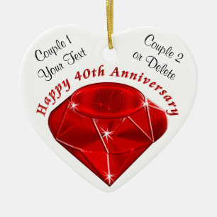 Personalised Ornament Ruby 40th Anniversary Gifts