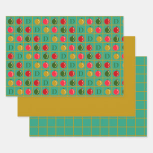 Personalised Ornamental Bingo - Green and Gold Wrapping Paper Sheet