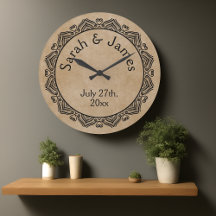 Personalised Ornamental Wedding Round Wall Clock