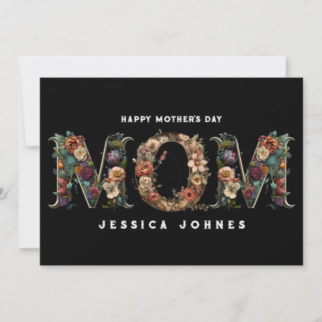 Personalised Ornate Floral Boho Mum Day Card  (Front)