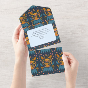 Personalised Ornate pattern Mediaeval style weddin All In One Invitation