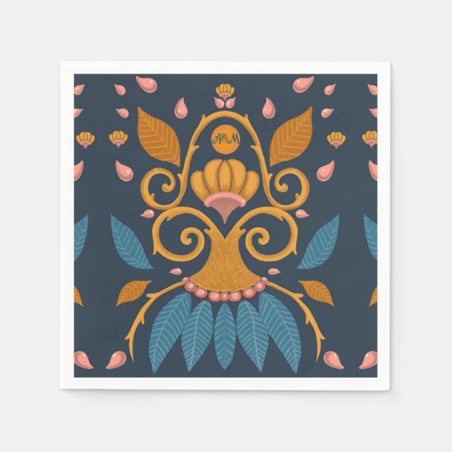 Personalised Ornate pattern Medieval style initial Napkin (Front)