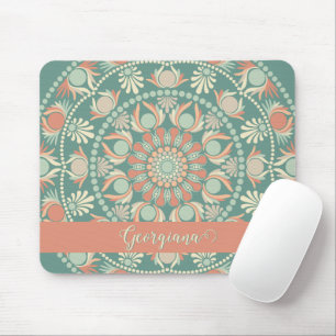 Personalised Ornate Retro Sage and Sand Mandala Mouse Mat