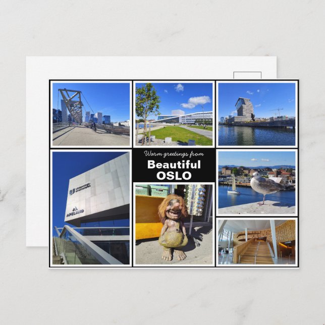 Personalised,  Oslo collage, Norway Postcard (Front/Back)