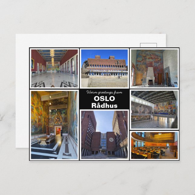 Personalised,  Oslo rådhus, Norway Postcard (Front/Back)