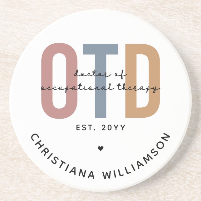 Personalised OTD Doctor of Occupational Therapy Coaster (Front)