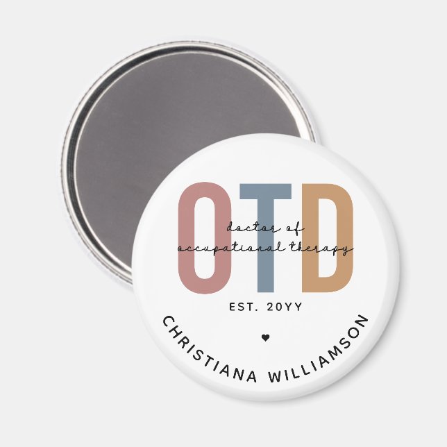 Personalised OTD Doctor of Occupational Therapy Magnet (Front/Back)