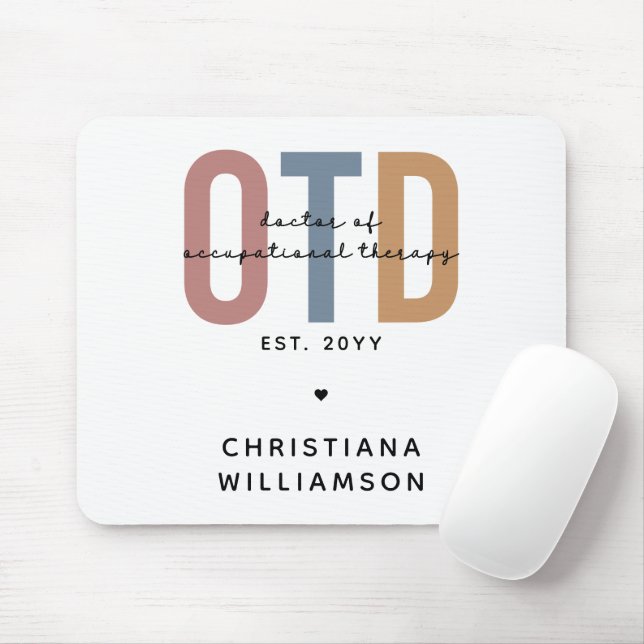 Personalised OTD Doctor of Occupational Therapy Mouse Mat (With Mouse)