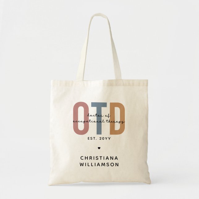 Personalised OTD Doctor of Occupational Therapy Tote Bag (Front)