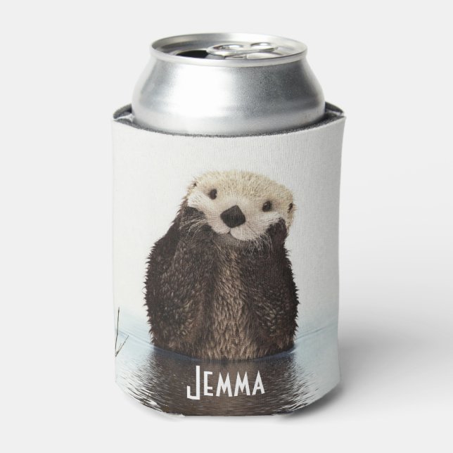 Personalised  Otter In Water drawing Can Cooler (Can Front)